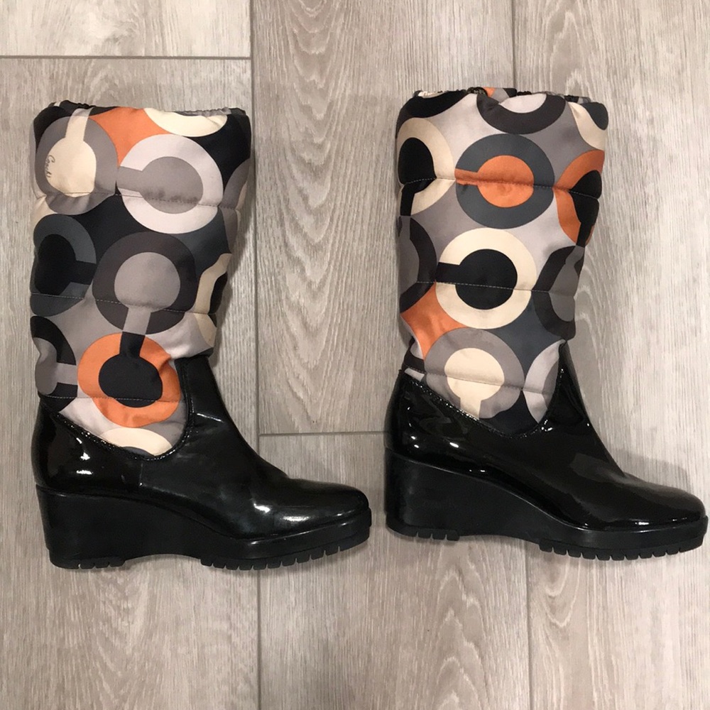 COACH Signature Wedge Boots Size 9
